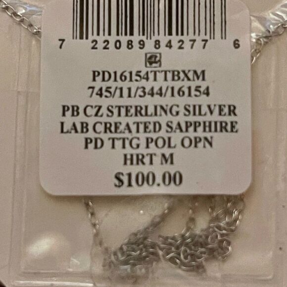 NIB sterling silver cubic zirconia heart and encrusted half moon necklace - Picture 4 of 8